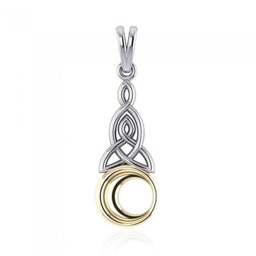 Celtic Knot Gold Accent Moon Silver Pendant TPV1358 - Jewelry